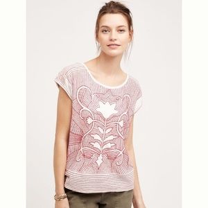 Anthropologie Embroidered Sienna cotton top Size M